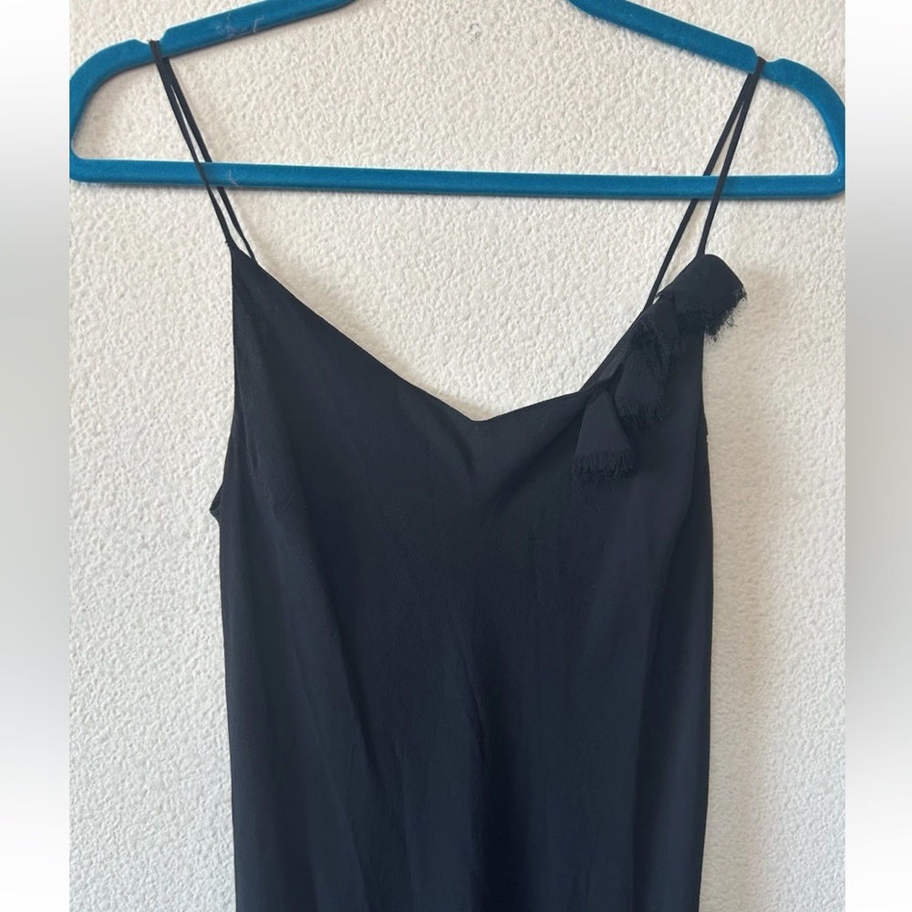VTG 90s Lapis Black Slip Dress Midi Bias Cut Rayon USA Y2K Minimalist M - Picture 5 of 16